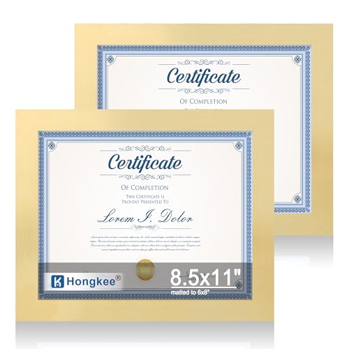 Hongkee 8.5 by 11 Picture Frame Set of 2, Real Glass and Wood Diploma Frame