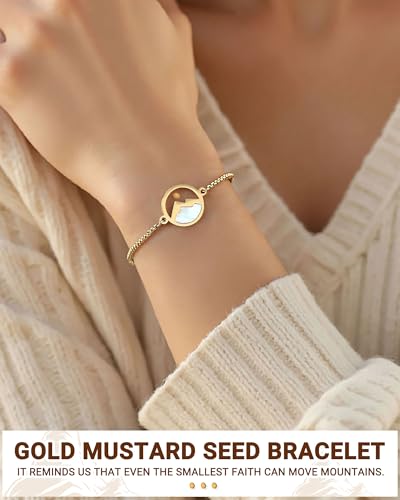 Silver/Gold Move Mountains-Mustard Seed Bracelet Christian Easter Christmas Birthday Gifts for Women Her2