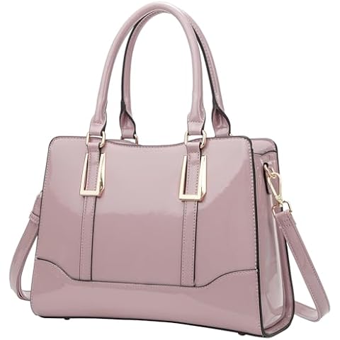 LJOSEIND Shiny Patent Leather Handbags Shoulder Bags Fashion Satchel Purses Top Handle Bags for Women Cover