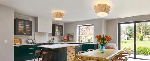 MhyTogn 13” Boho Rattan Mini Chandelier Crown Classic Ceiling Light for Bedroom Kitchen Island Dining Room, UL Listed by MhyTogn - Used condition - Image 9