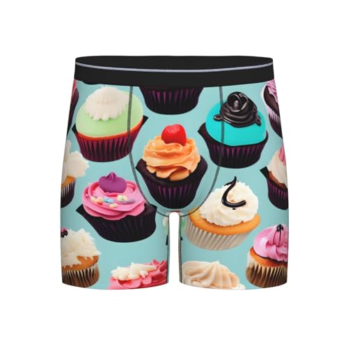 WOPQS Colorful Cupcakes - Boxer da uomo esteso per esercizi a casa, Nero , S