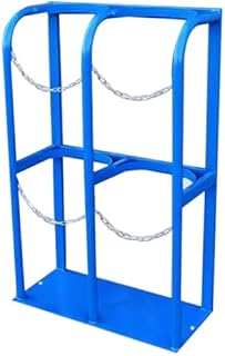 Genérico Estante de Almacenamiento de oxígeno Resistente para 1 a 4 Cilindros de Gas, Soporte portátil para Tanques de oxígeno montado en el Suelo con Tornillos y Cadena de Seguridad, Color Azul