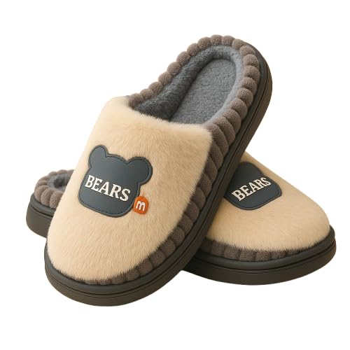 loox bcoz every look matters Loox Men’s Winter Bear Plush Slippers – Warm Cozy Indoor Fur House Shoes with Soft Cushion & Anti-Slip Sole-picture-55