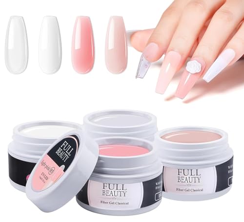 Gel de prolongation d'ongles – Lot de 2 (Transparent & Nude) | Gel adhésif UV pour ongles en gel et faux ongles | Tenue longue durée | Idéal pour le nail art DIY et la manucure professionnelle