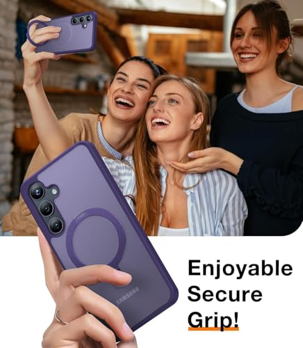 Image of DIZORO Polycarbonate Magnetic Ostand Ring Case Fit for Samsung Galaxy S25 Case Compatible with Wireless Charging,Military Grade Drop Tested,Translucent Hard Back Soft Edge (New Deep Purple)