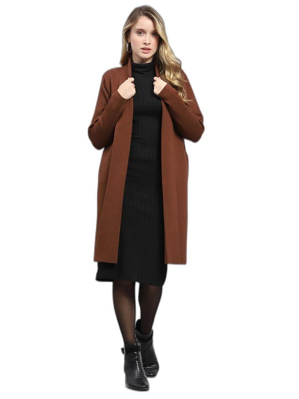 Image of Monte Carlo Womens Regular Fit Full Sleeve Front Open Solid Winter Cardigan (Pack of 1)