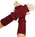 Flammi Women's Cable Knit Arm Warmer Fingerless Gloves Thumb Hole Gloves Mittens (Wine Red)