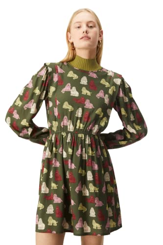 Robe courte évasée verte imprimé chien Compania Fantastica taille 38