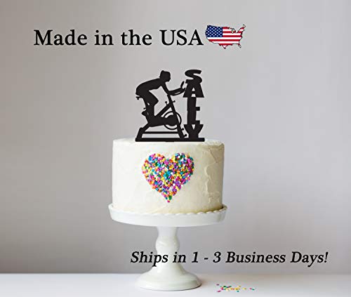 Fitness Cycling Cake Topper, Female Cyclist, Exercise Cyclist, Birthday Cake Topper, Themed Party, Personalized Topper, Keepsake LT1340 WITH KEEPSAKE BASE