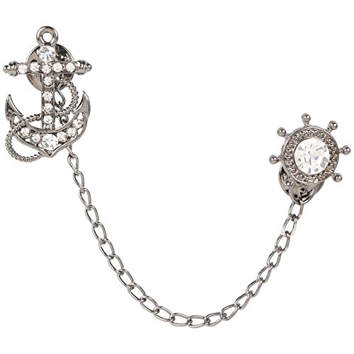 Lapel Pin For Men Suit Black Collar Pin Collar Chain Brooch With Chain In Classic Shape In A Gift Box