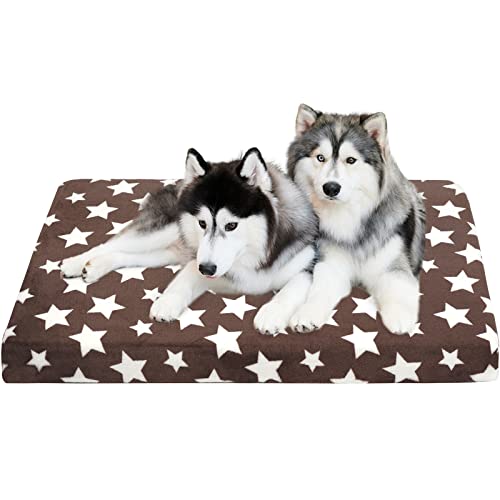 VANKEAN Coussin Chien dehoussable, Lit pour Chien Mousse Haute Densité Réversible (Frais et Chaud),Matelas pour avec Housse Lavable Amovible，Brun/Gris