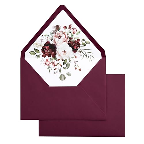 Burgundy Flower Liner Envelopes