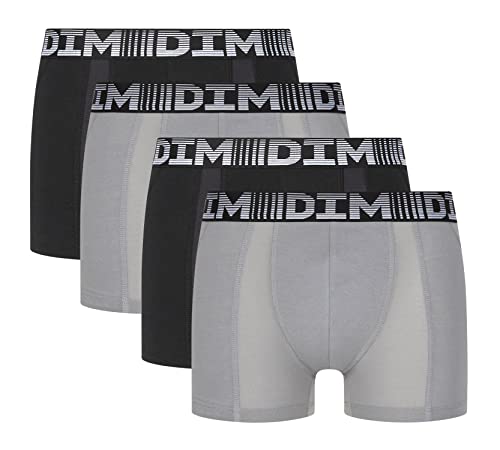 DIM Boxer Long 3D Flex Air Respirabilité & Liberté de mouvement Homme x4, noir/gris, 6