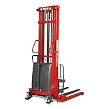 MechMaxx 3300lbs Semi-Electric Straddle Stacker, 138' Lift, Adjustable Legs & Forks, Model S33-138S