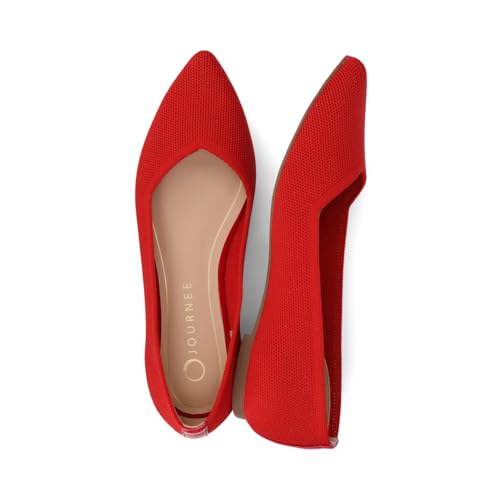 Journee Collection Womens Minnah Knit Ballet Dress Flats Slip On Pointed Toe Cushioned Fashion Ballerina Shoe Red 9 Medium WOMENS US4