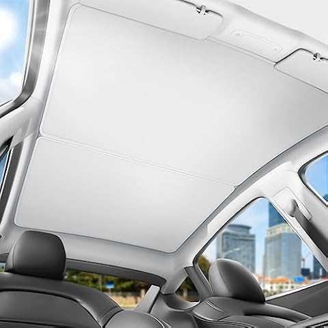 2024 Upgraded Non-Sag Sunshade Roof for Tesla Model Y Glass Roof, Foldable Sunshade with Storage Bag, Heat Insulation UV Sun Blocking Sunroof for 2021-2023 Tesla Model Y Cover