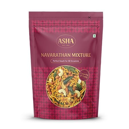 Asha Sweets | 500g (Pack of 4) Navaratna Mixture | Ready to Eat Special Authentic Indian Namkeen for Tea Time | Made with Premium Fresh Ingrident | Chai Time Namkeen Combo Pack
