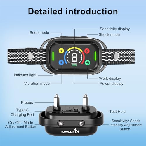 Dog-Bark-Collar-DAWALU-Rechargeable-Smart-Collar-Anti-Barking-Training-Collar-with-7-Adjustable-Sensitivity-Beep-Vibration-Shock-Bark-Collar-for-Large-Medium-Small-Dogs-Black