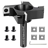 Chaoos CNC Spoilboard Surfacing Router Bit, 1/2' Shank 3' Cutting Diameter 4 Wing, Slab Flattening Router Bit Planing Bit Wood Planer Bit Woodworking Tools, 4 Additional Carbide Inserts