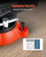 VEVOR Schraubstock, 140 mm Backenbreite, 140 mm max. Backenöffnung, 360° schwenkbare Feststellbasis, 73 mm Ausladung, Werkbank-Schraubstock aus Sphäroguss, Zwei-Wege-Backen zum Einspannen runder Rohre – Ansicht 4