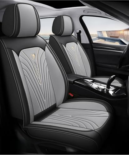 日産 セレナC27 C24 C25 C26〜現行に適用車シートカバー座布団 防水 全天候型汚れ防止 取付簡単 滑り止め 収納便利クッションプロテクター前後席背もたれ耐摩耗性通気ナッパレザー素材(グレー)