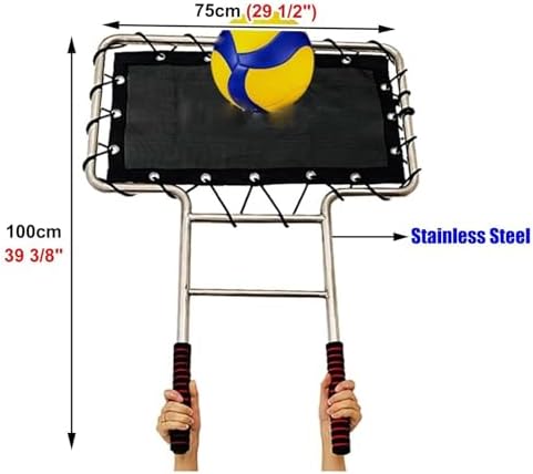 Volleyball Training Device with Stretch Fabric Net Rebounder for Spiking, Blocking, and Hitting Skills Practice
