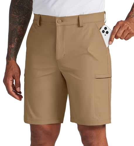Willit Men's Golf Shorts Stretch Dress Shorts Cargo Quick Dry Athletic Casual Shorts with Pockets 9" Deep Khaki 33W
