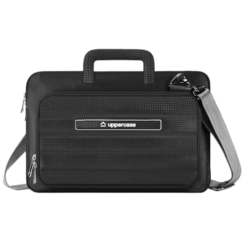 Image of uppercase Node Laptop Sleeve, Multi-Textured Quilted Design, Quick Access Pocket, Trolley Sleeve, Slide-in Handle & Detachable Shoulder Strap, Ideal for Men & Women | Office & Travel