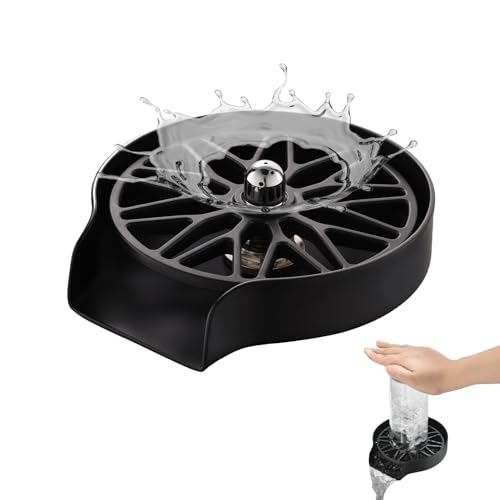 Glass Rinser for Kitchen Sink, Black Stainless Steel Universal Sink Bottle Washer Cup Washer for...