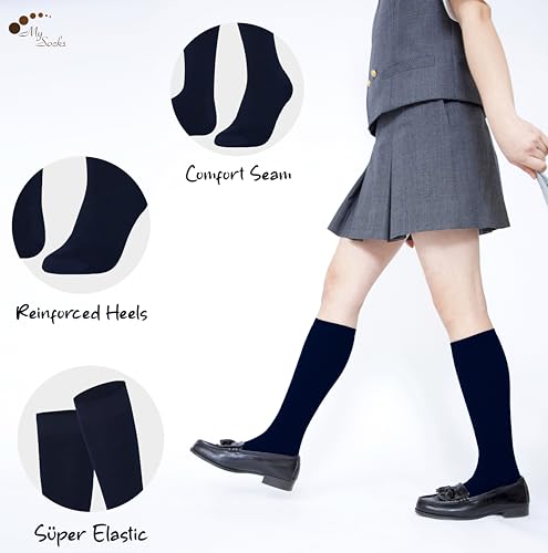 Mysocks Kids Knee High Socks 3 Pairs Seamless Toe Plain Colour2