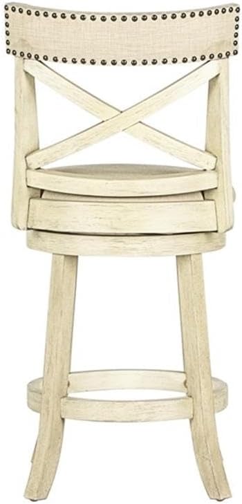 New Classic Furniture York Counter Swivel Bar Stool with Open Back and Fabric Upholstered Seat & Back Rest, 24-Inch, Beige Cream