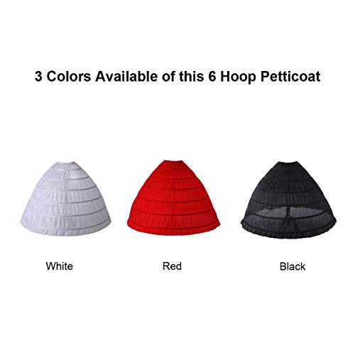 Atsopop Andream Full A-Line 6 Hoop Petticoat For Women Underskirt Slip Crinoline For Bridal Dress Pt06-Wh White, One Size #TOP6
