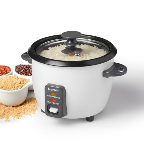 Starfrit Electric Rice Cooker - 6 Cups - Steamer Basket, Measuring Cup & Service Spoon - 300W - Makes Perfect Rice!
