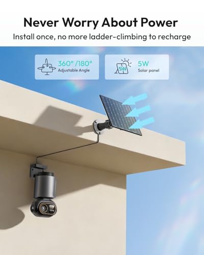 Image of BOTSLAB 4K Security Cameras Wireless Outdoor, Add-On Camera Must Be Connected to Base Station and Cannot Be Used Independently, Solar Outdoor Camera, No Subscription,AI Recognition,360 PT,2.4GHz WiFi