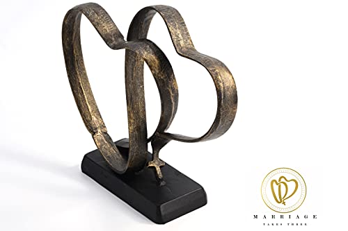 Utopish Wedding Anniversary Couples Gift - Two Hearts And Cross Iron Sculpture, Heart Decoration Gift For Her And Him, 10.8 X 9.5 Inches For 1St To 50Th Or 60Th Anniversary, Includes Gift Box And Poem Card #TOP1