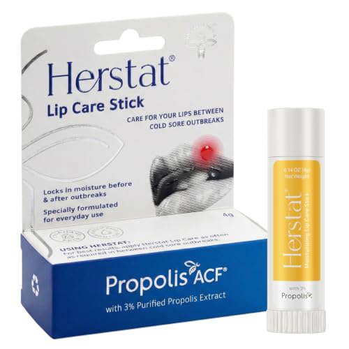 Herstat Daily Lip Balm | Use Between Cold Sore Outbreaks | 3% Propolis | Softens Hydrates Coldsore Prone Lips