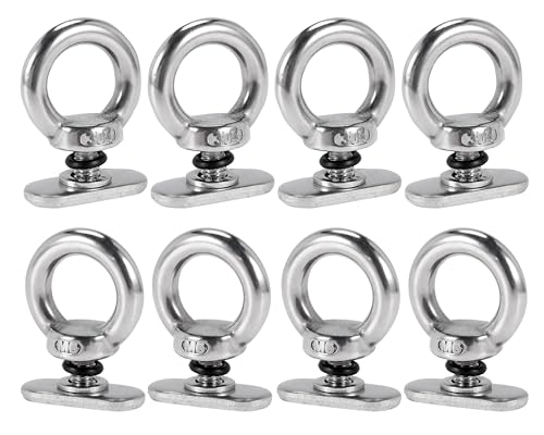 MX 8pcs Track Kayak Mount Tie Down Eyelets Rail 316 Stainless Steel,Eye Bolt Tie Down for Kayak Canoe Boat Bungee Cord Ropes Up to 0.6