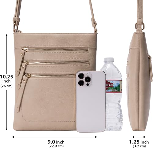 Image of Solene Crossbody Bag Functional Multi Pocket Messenger Purse Top Zip Closure Shoulder Handbag With Adjustable Strap