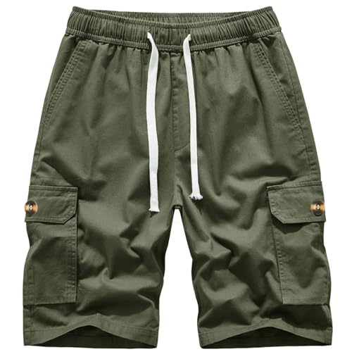 Msmsse Womens Cargo Hiking Shorts Summer Casual Drawstring Knee Length Shorts for Women Army Green XL