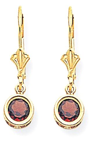 14K Yellow Gold 5Mm Garnet Leverback Earrings Birthstone January Drop Dangle Gemstone Fine Jewelry For Women Gifts For Her #TOP7