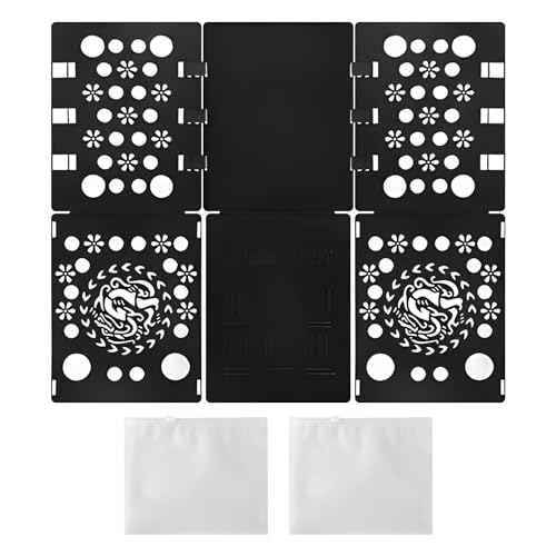 Divono 3 tablas para carpetas de camisetas, kit de tabla plegable de ropa con bolsa con cremallera, para necesidades diarias, calcetines, cosméticos, ropa interior (negro)