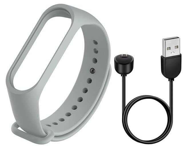 TechMount New Combo Pack of Silicone Watch Band Strap With Magnetic USB Charging Cable Adapter Compatible With Mi Band 5 Strap Charger Combo Pack Of 2-image-30