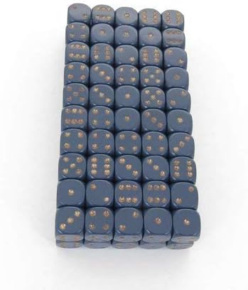 Dusty Blue Opaque Dice with Copper Pips D6 12mm (1/2in) Bulk Pack of 100 Wondertrail