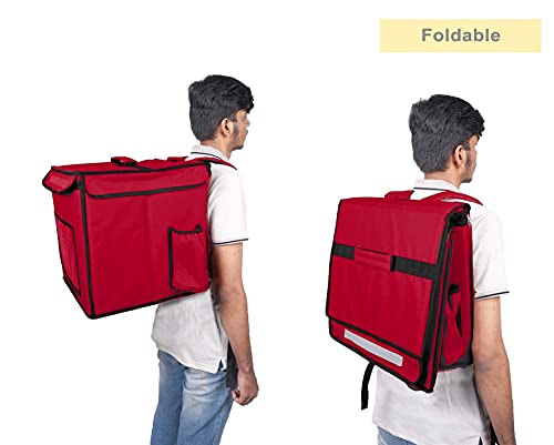 Image of Maxim Insulated Water Stain Repellent Food Pizza Courier Delivery Bag 45 litres 14X14X14 inches (Large, Red)