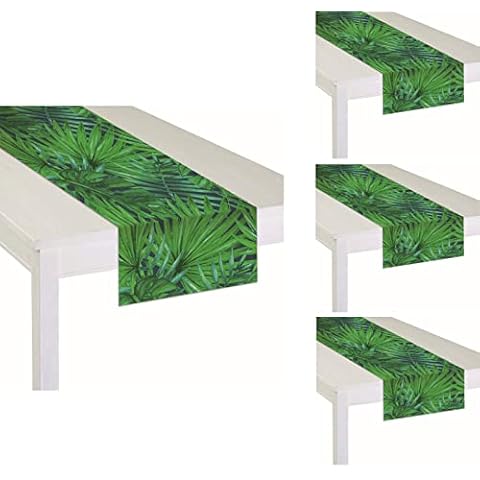 4 Pack Animal Safari Theme Leaf Table Runner / Animal Theme Table Runner Party Supplies / Ideal for Jungle Animal Theme Birthday Parties, Baby Showers, Zoo Jungle Safari Party (Leaf Table Runner) Cover