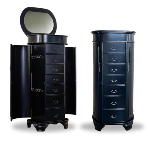 Hives and Honey - Daley Oval Jewelry Armoire - Stylish Storage Organization, Black