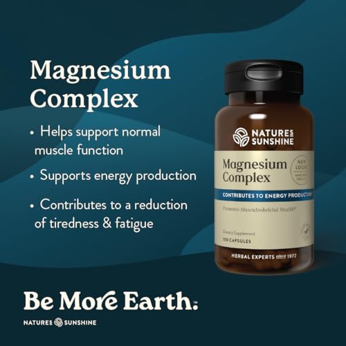 Image of Nature's Sunshine Magnesium Complex - High Potency Magnesium Supplement with Citrate & Malate for Relaxation, Optimal Absorption, Muscle Function, Energy Production - 50 Servings (100 Capsules)