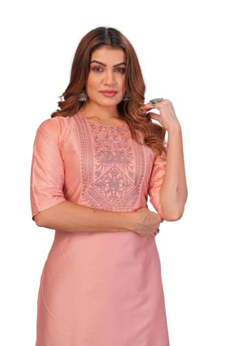 Image of Women's Chanderi Cotton Embriodired Kurtis