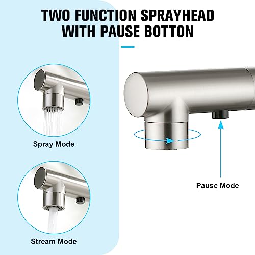 Crea Kitchen Faucets with Pull Out Sprayer, Bathroom Sink Faucets Mini Bar Prep Faucet Single Handle 3 Hole Kitchen Farmhouse utility Faucet Outdoor Laundry, Brush Nickel by CREA - Image 3