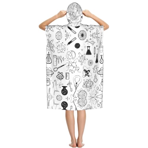 Poncho à capuche imprimé chimie en microfibre légère pour l'été - 3